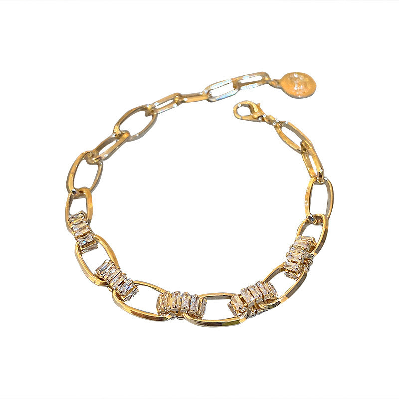 Zircon chain geometric bracelet light luxury high-end fashion bracelet