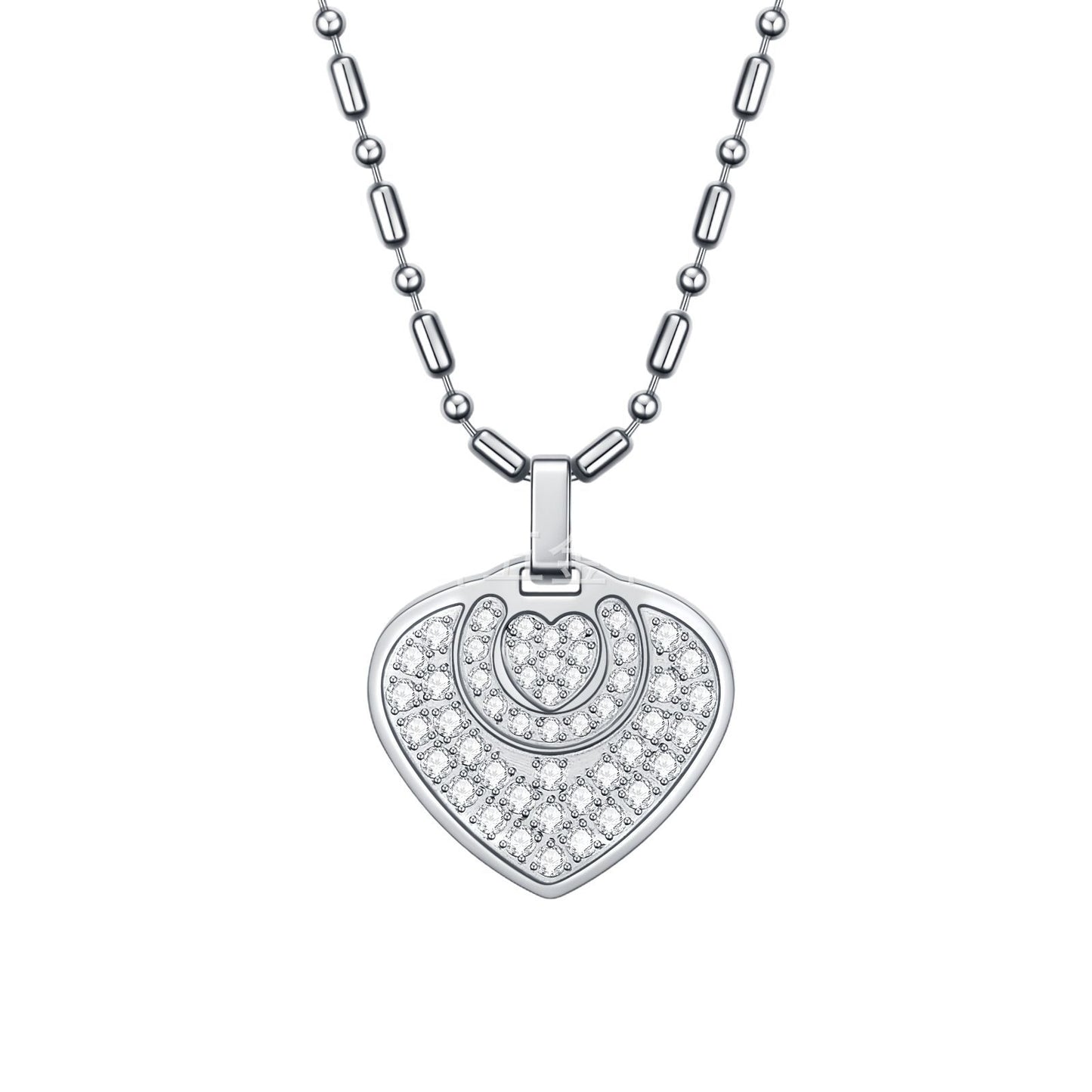 Heart-shaped magnet pendant titanium steel diamond pendant necklace