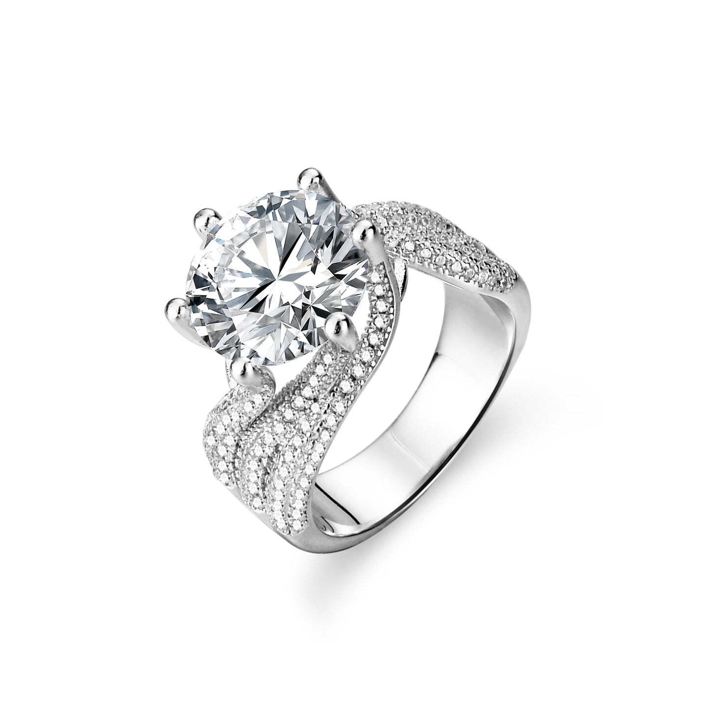 5 carat luxury inlaid moissanite D color S925 silver plated 18k gold ring jewelry