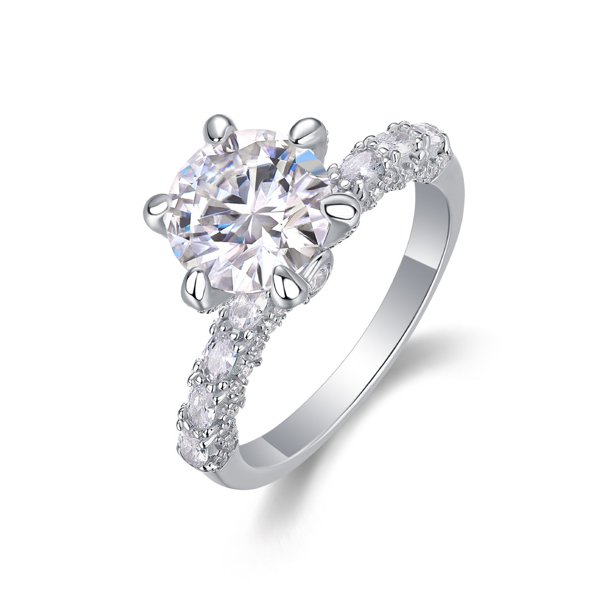 S925 silver inlaid 3 carat light luxury ring