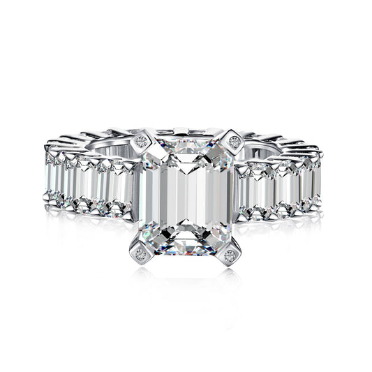 Ice flower cut high carbon diamond square diamond s925 ring sterling silver