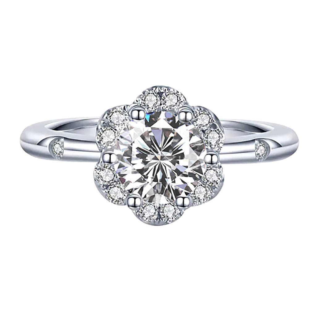 Moissanite Ring S925 Ring Sterling Silver Classic Six Prong 1 Carat