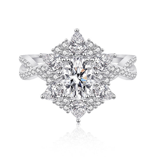 S925 sterling silver ring for women personality light luxury full inlaid zircon ring