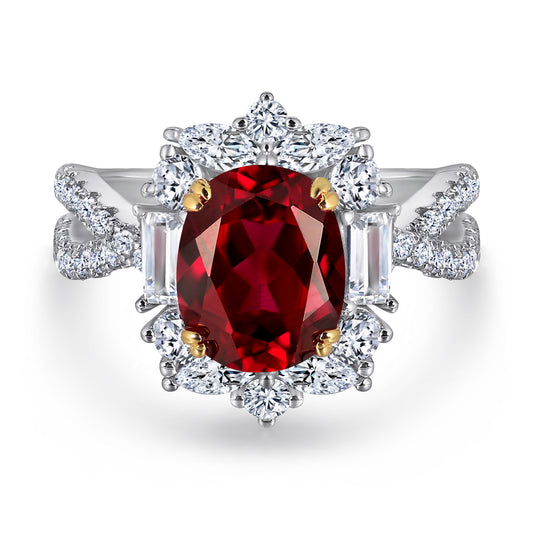 S925 sterling silver luxury 2 carat vintage ruby ring