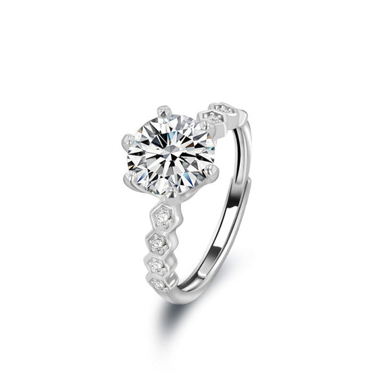 DEF color six-claw moissanite ring