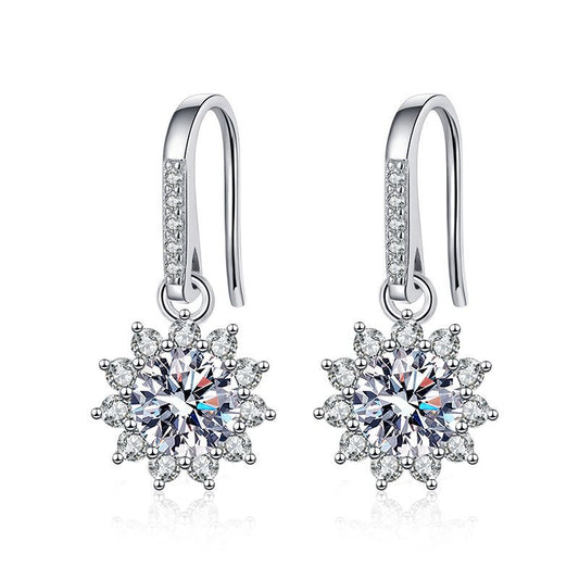 s925 pure classic temperament sunflower earrings for women one carat moissanite