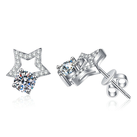 S925 sterling silver earrings moissanite earrings fashion star earrings female D color 1 carat