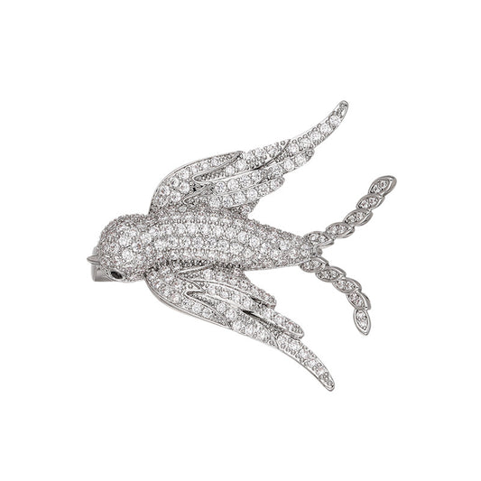 New arrival, micro-studded zirconium swallow brooch, light luxury high-end bird brooch, new fashion all-match pin