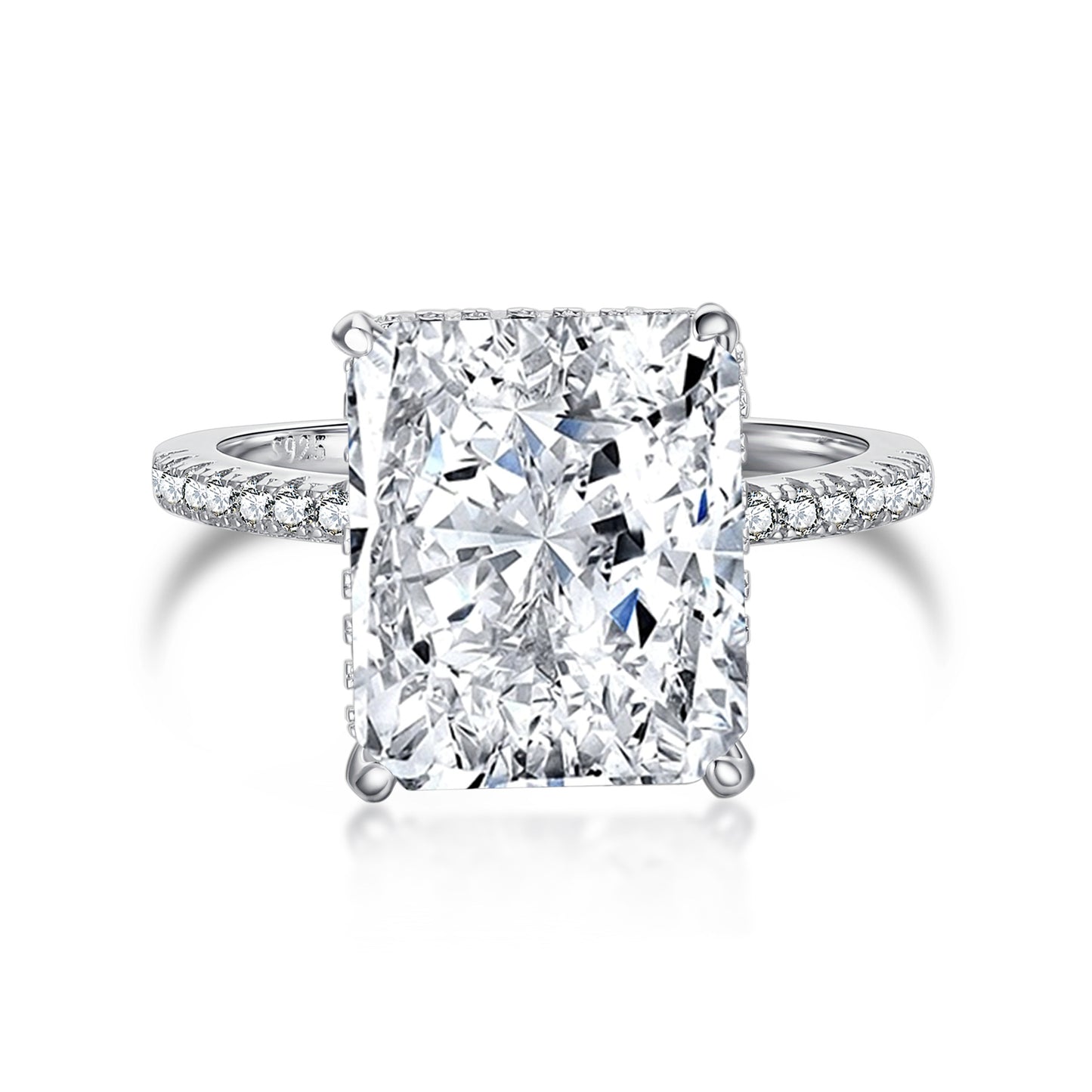 High carbon diamond square diamond s925 ring sterling silver pigeon egg light luxury super flash