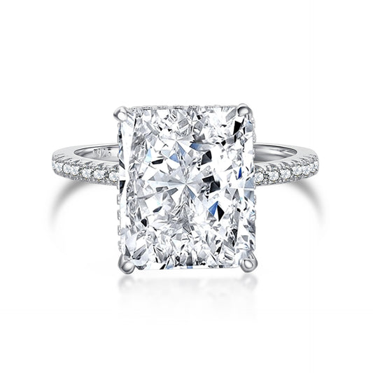 High carbon diamond square diamond s925 ring sterling silver pigeon egg light luxury super flash