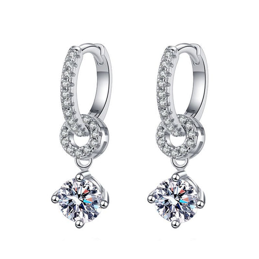 s925 sterling silver earrings one pair of earrings moissanite earrings female full diamond 50 points