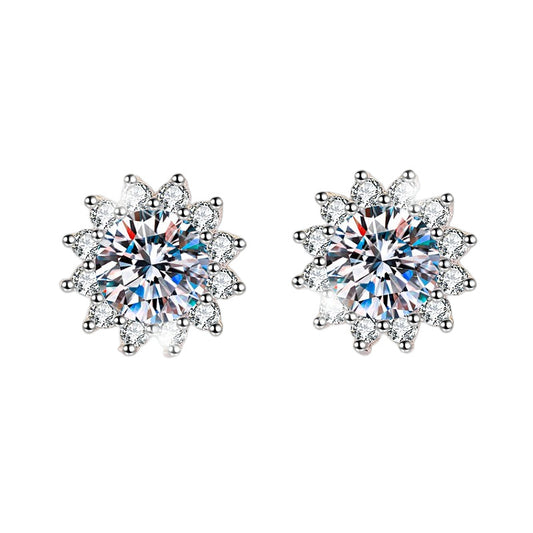 s925 sterling silver earrings women fashion moissanite earrings sunflower