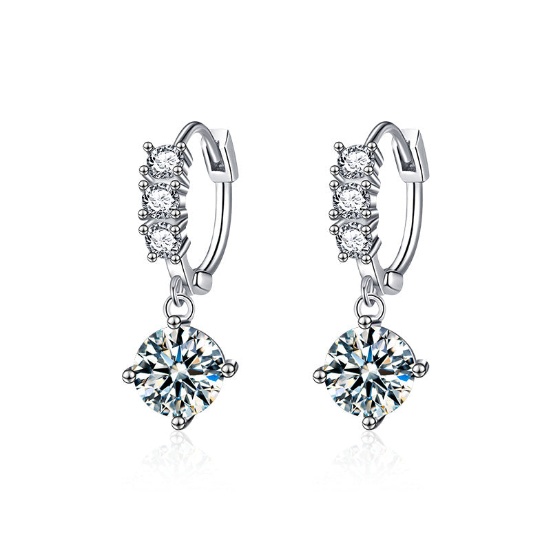 S925 sterling silver moissanite four claw tassel earrings for women