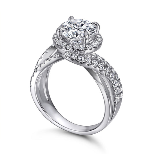 S925 sterling silver exaggerated twisted arm cross women's ring