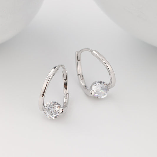 Light luxury s925 sterling silver earrings elegant white diamond zircon earrings