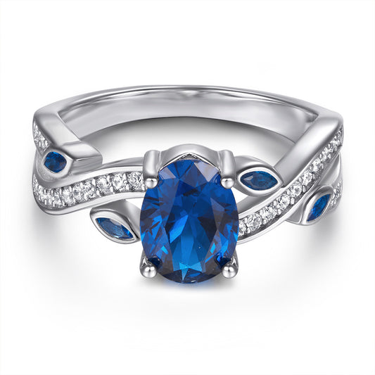 Sterling Silver S925 Fashion Colored Sapphire Ring for Women