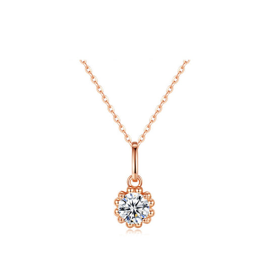 Brilliant Star Diamond Necklace for Women S925 Sterling Silver Plated Rose Gold