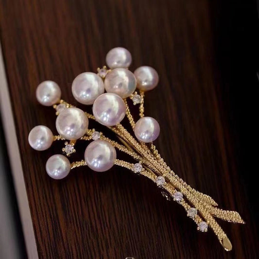 Seiko bouquet leader same style natural freshwater seawater pearl multi-bead brooch corsage coat empty tray