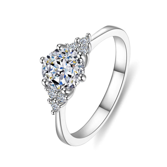 1 carat moissanite ring female three-life stone star six claw S925 sterling silver