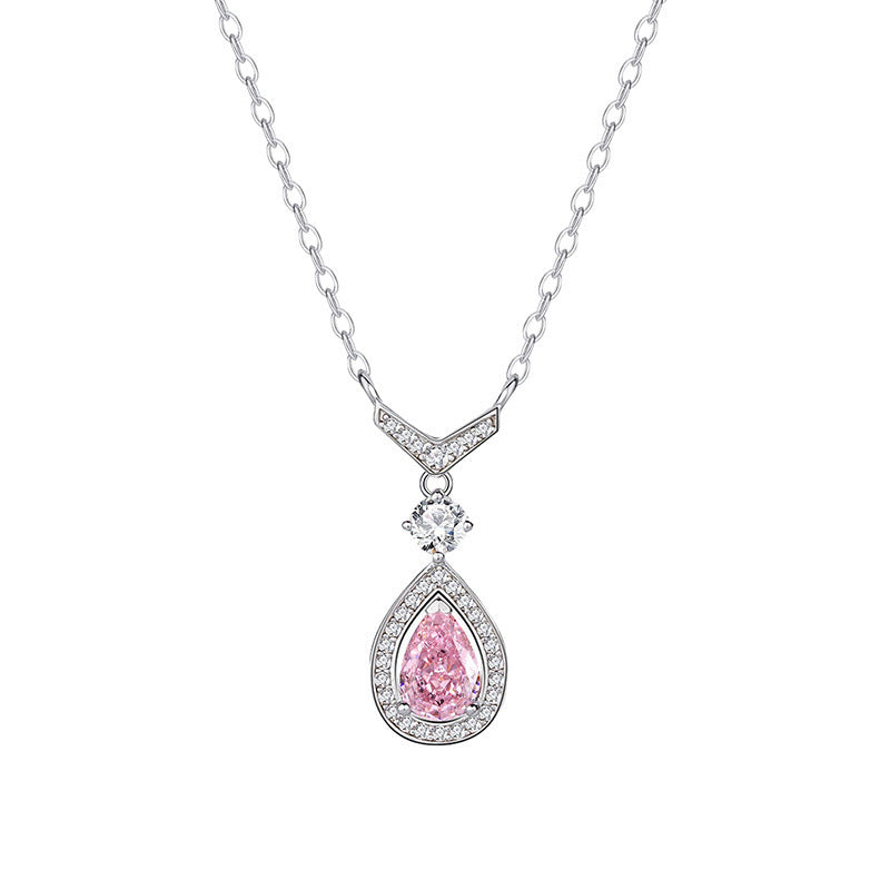 SS925 sterling silver teardrop-shaped brilliant necklace for women light luxury high carbon diamond pendant