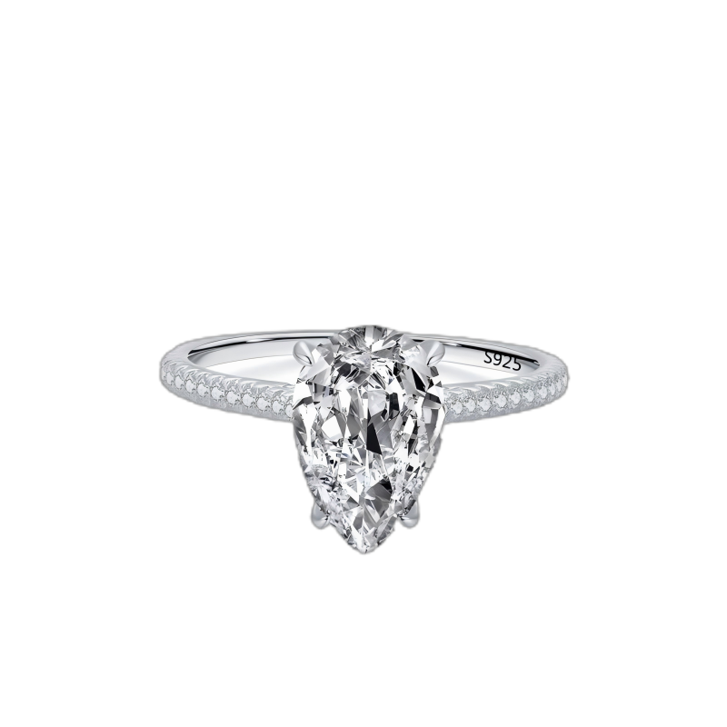 925 sterling silver ring fashionable exaggerated teardrop-shaped simulated diamond
