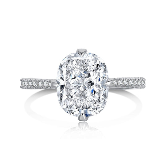 Pigeon egg light luxury super flash ice flower cut high carbon diamond square diamond s925 ring sterling silver