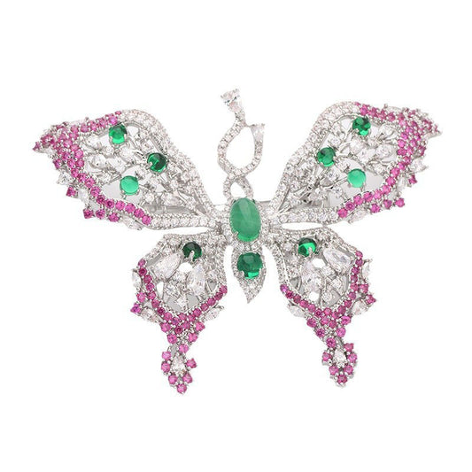 Heavy-duty mixed color zircon butterfly brooch for women light luxury high-end exquisite fashion brooch design niche pin buckle