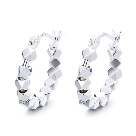 s925 sterling silver small cube broken silver earrings