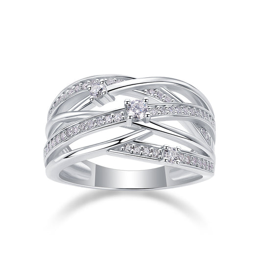 S925 silver electroplated 18k white gold moissanite