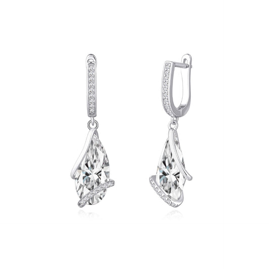 Moissanite zircon water drop tassel earrings 925 silver niche temperament earrings