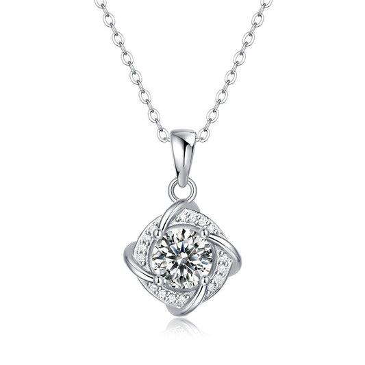 D color moissanite necklace women's 925 silver clavicle chain pendant small whirlwind