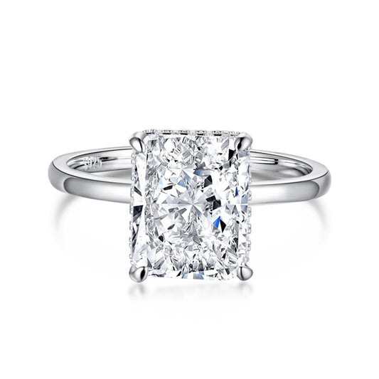 High carbon diamond square diamond s925 ring sterling silver